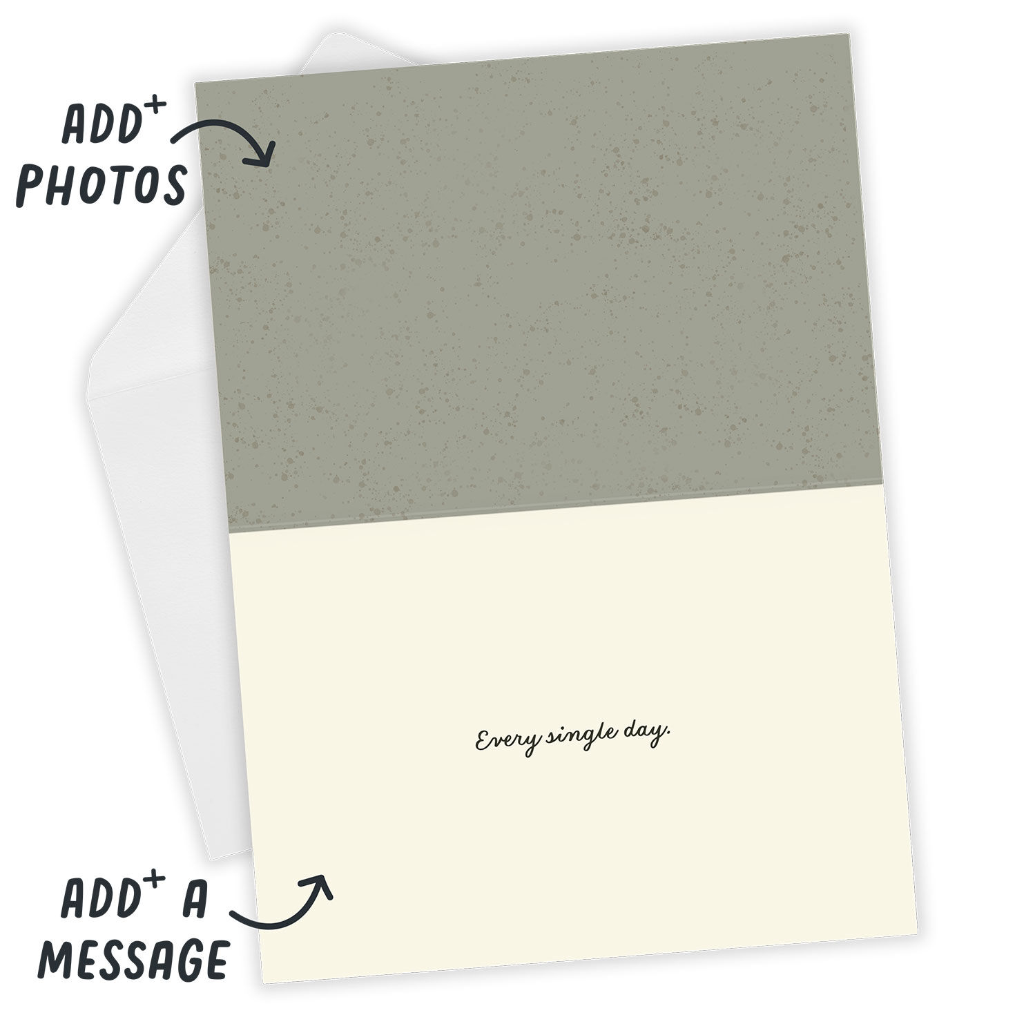 Green Cream Photo Frame Personalized Sympathy Card Open Card with Envelope indicating personalization image number 4