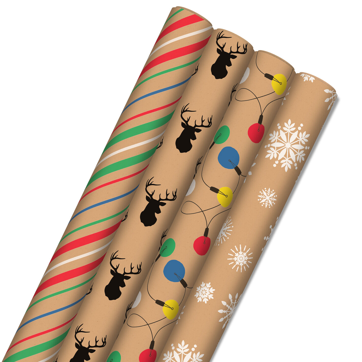 Colorful Christmas Assortment Kraft Wrapping Paper  image number 1