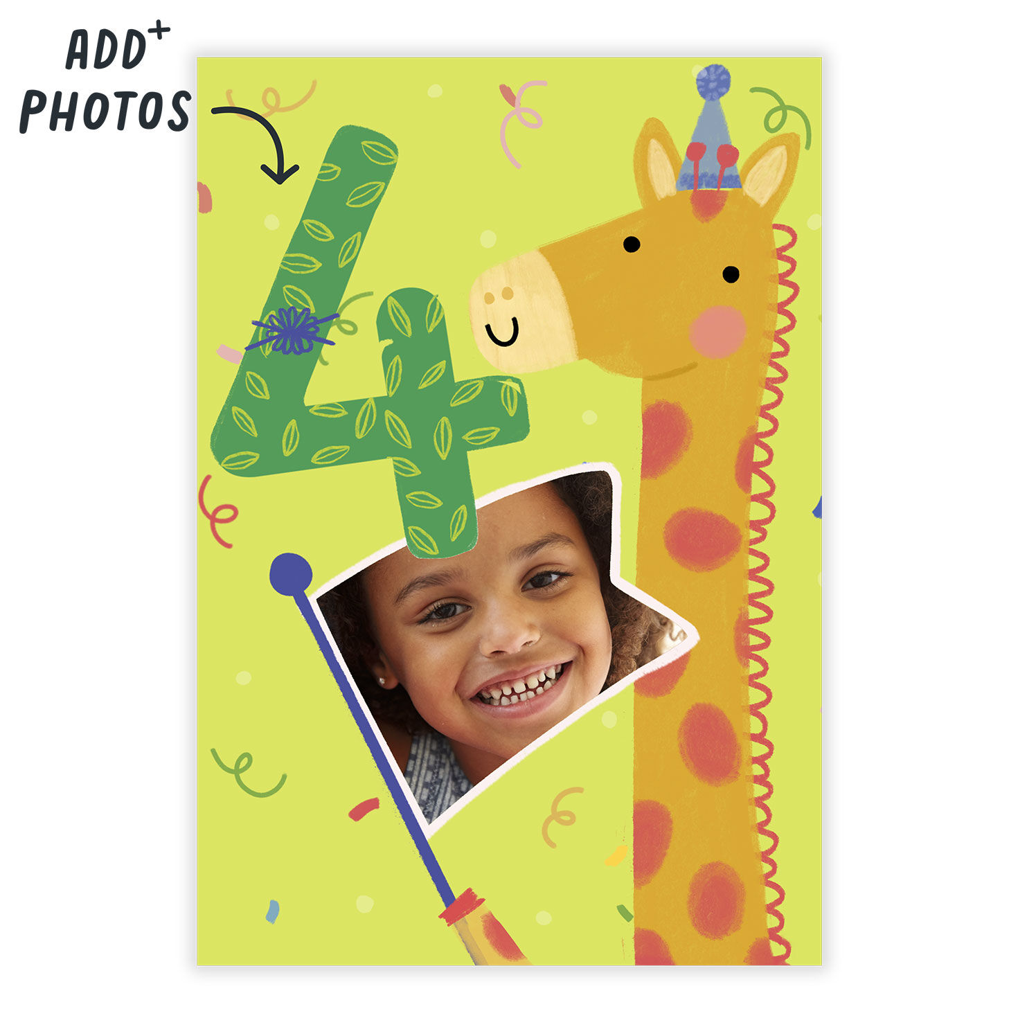 Festive Giraffe 4th Birthday eCard, , large image number 2