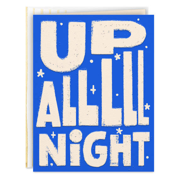 Up All Night Funny New Baby Card, , large image number 1