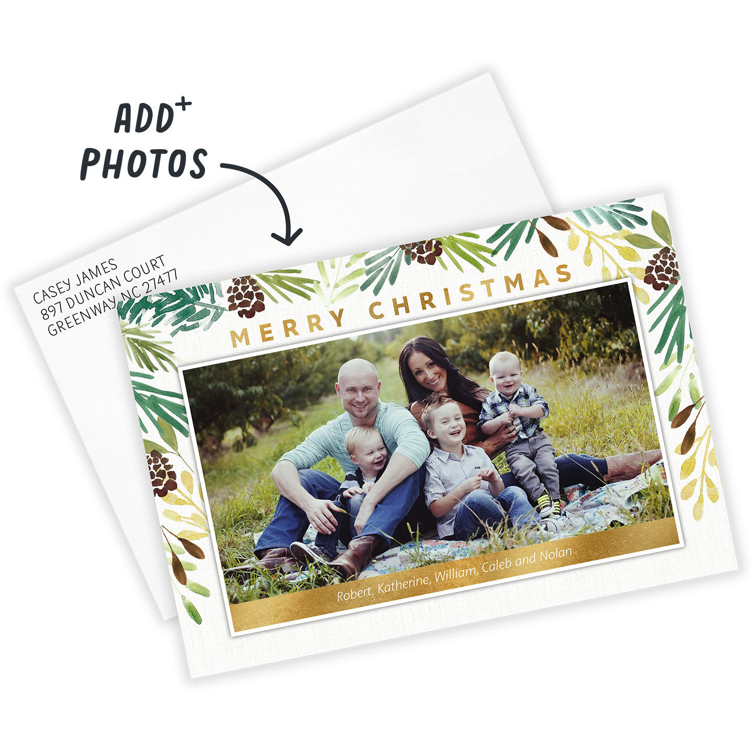 Winter Garland Flat Christmas Photo Card, , large image number 3