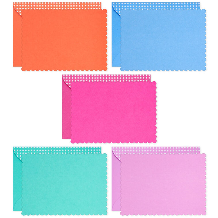 Scalloped Edge Assorted Blank Flat Note Cards in Caddy, Pack of 40 ...