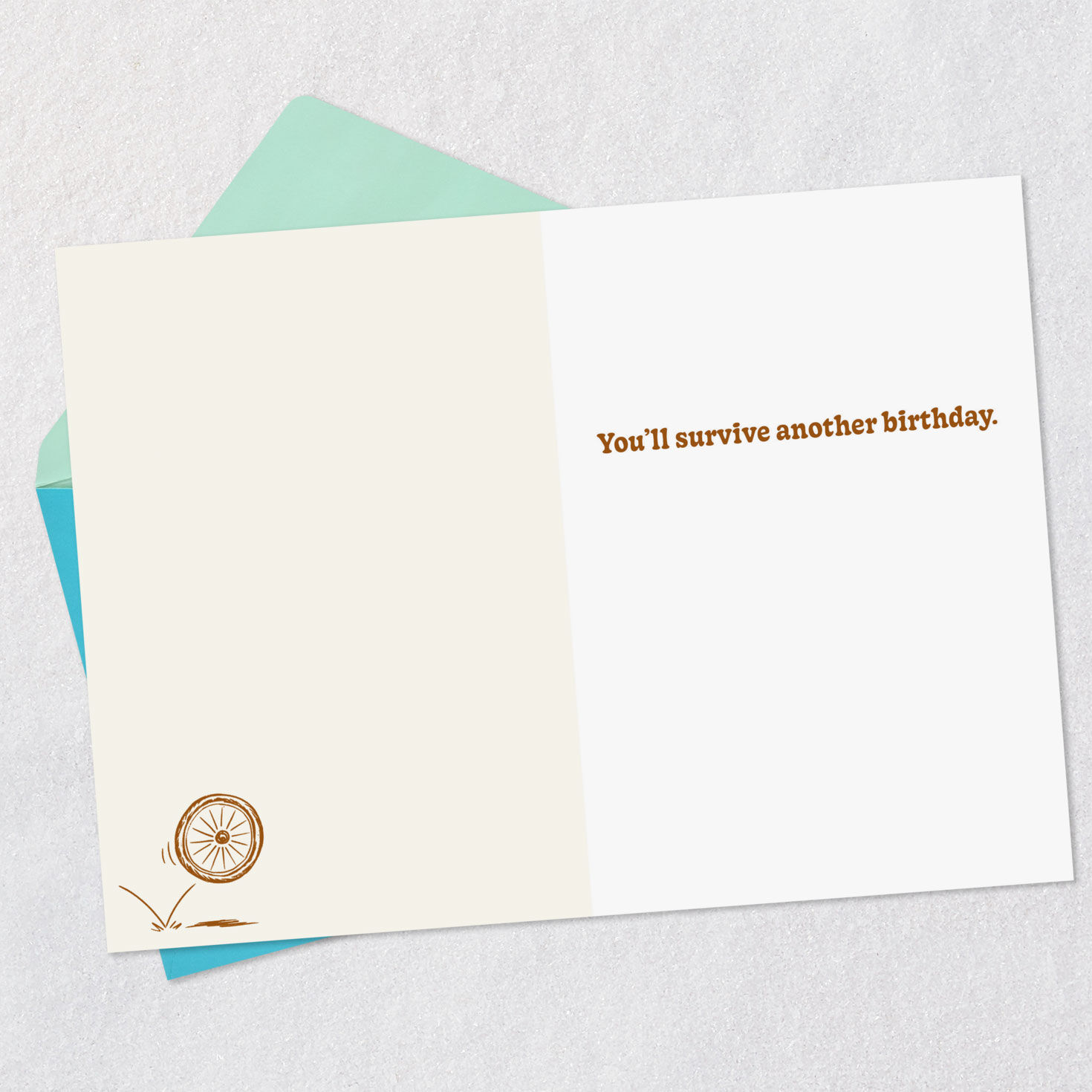 Teddy Bears on Bikes Funny Sibling Birthday Card Open card with envelope image number 3