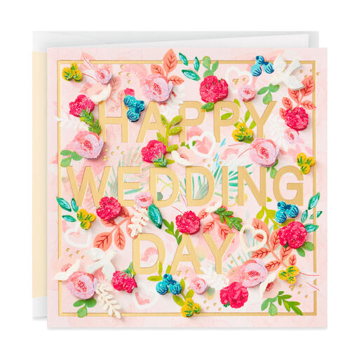 Wishing You a Lifetime of Happiness Floral Wedding Card, 