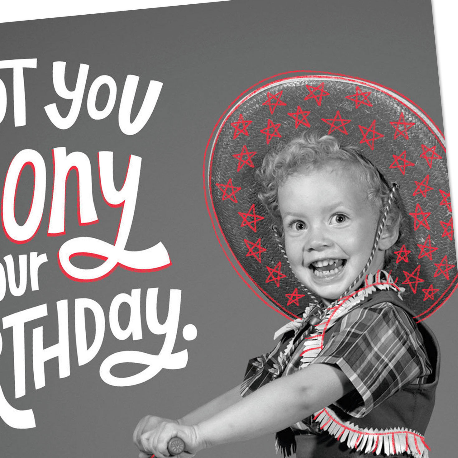 Vintage Kid on Pony Funny Birthday Card Card Front Detail image number 4