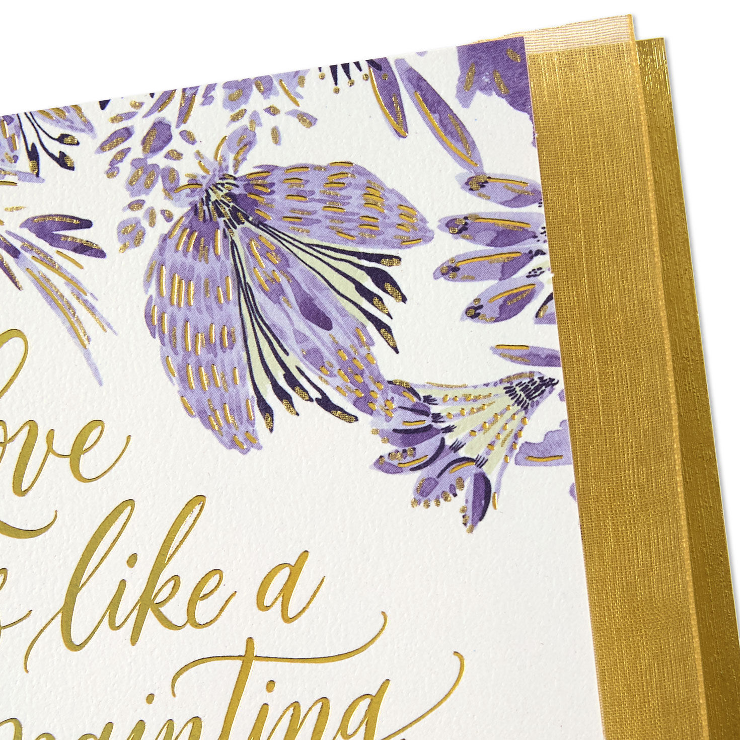 Gold and Purple Painted Flowers Anniversary Card Card Front Detail image number 5