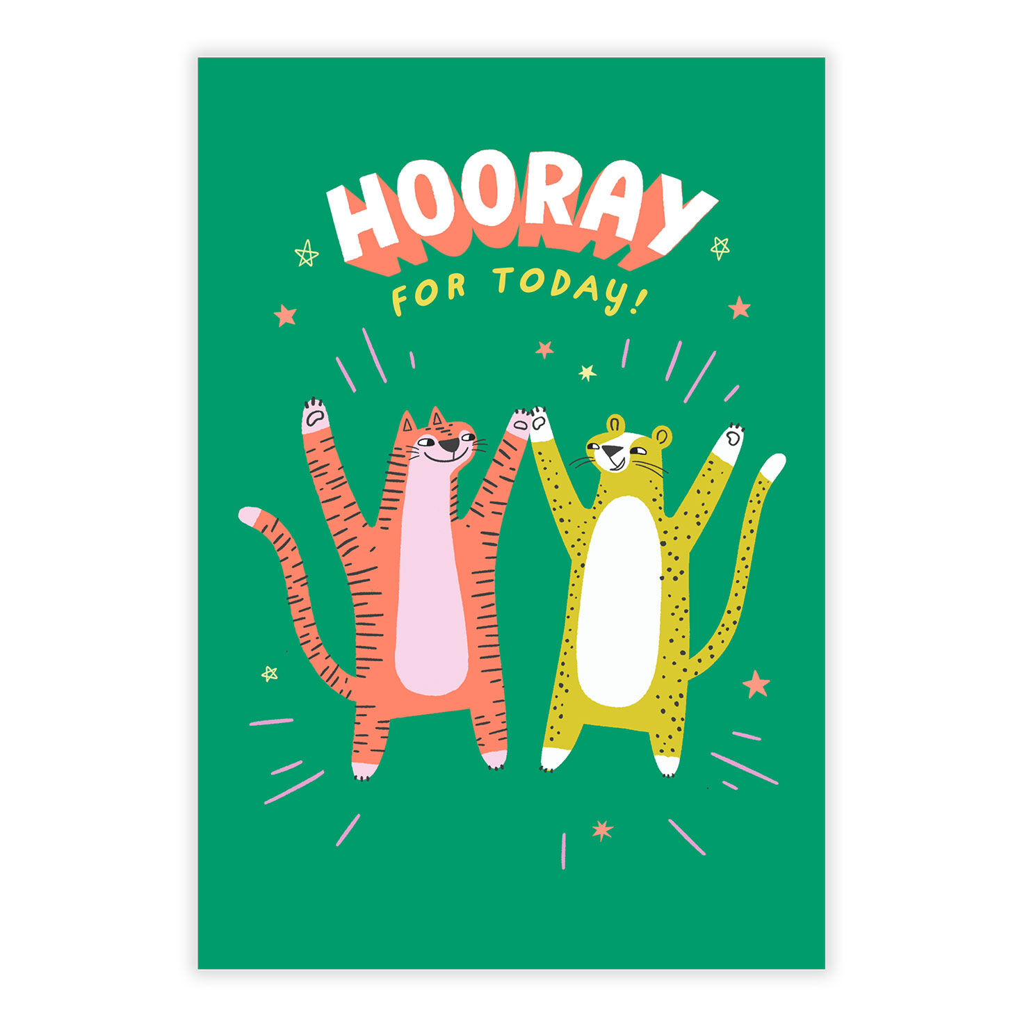 Red Yellow Cat Drawings Personalized Congrats Card front image number 2