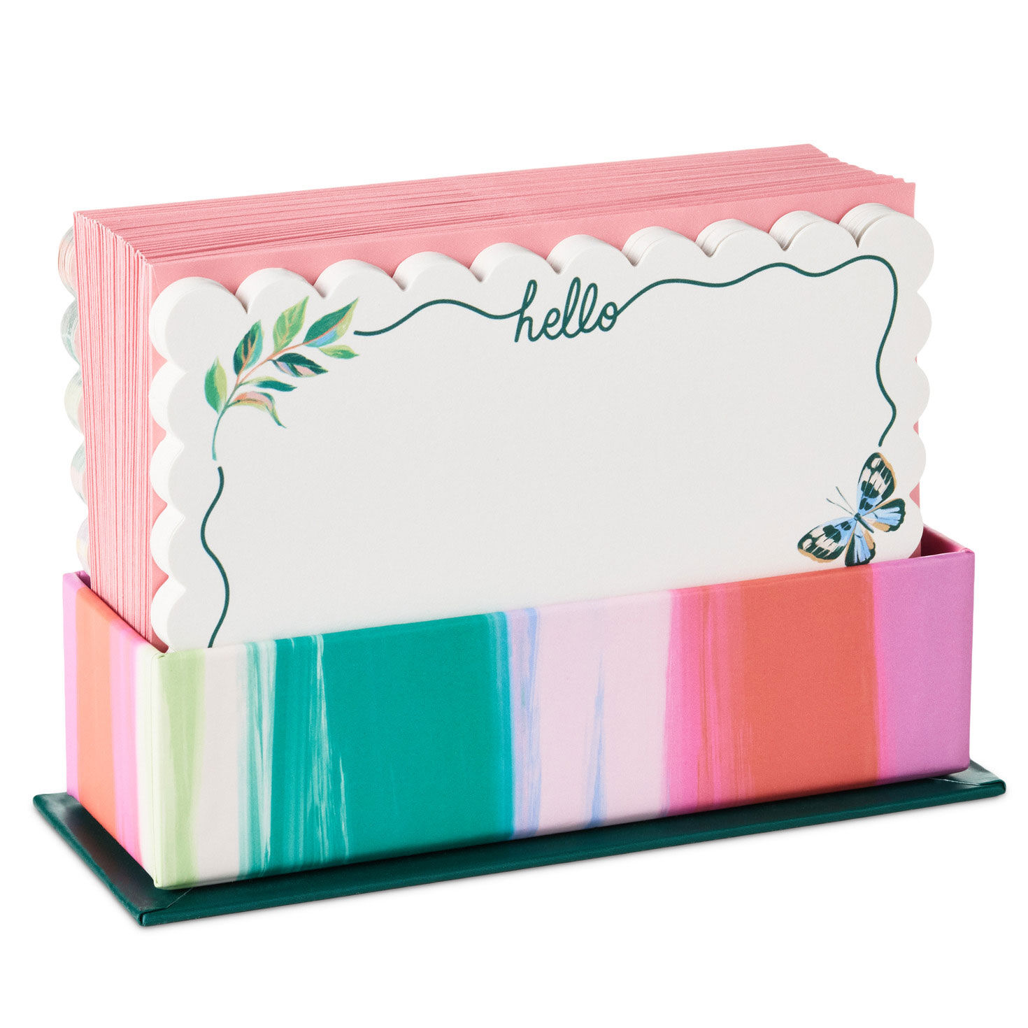 Lacey Chabert Collection Floral and Hello Bow Flat Note Cards in Caddy, Box of 40