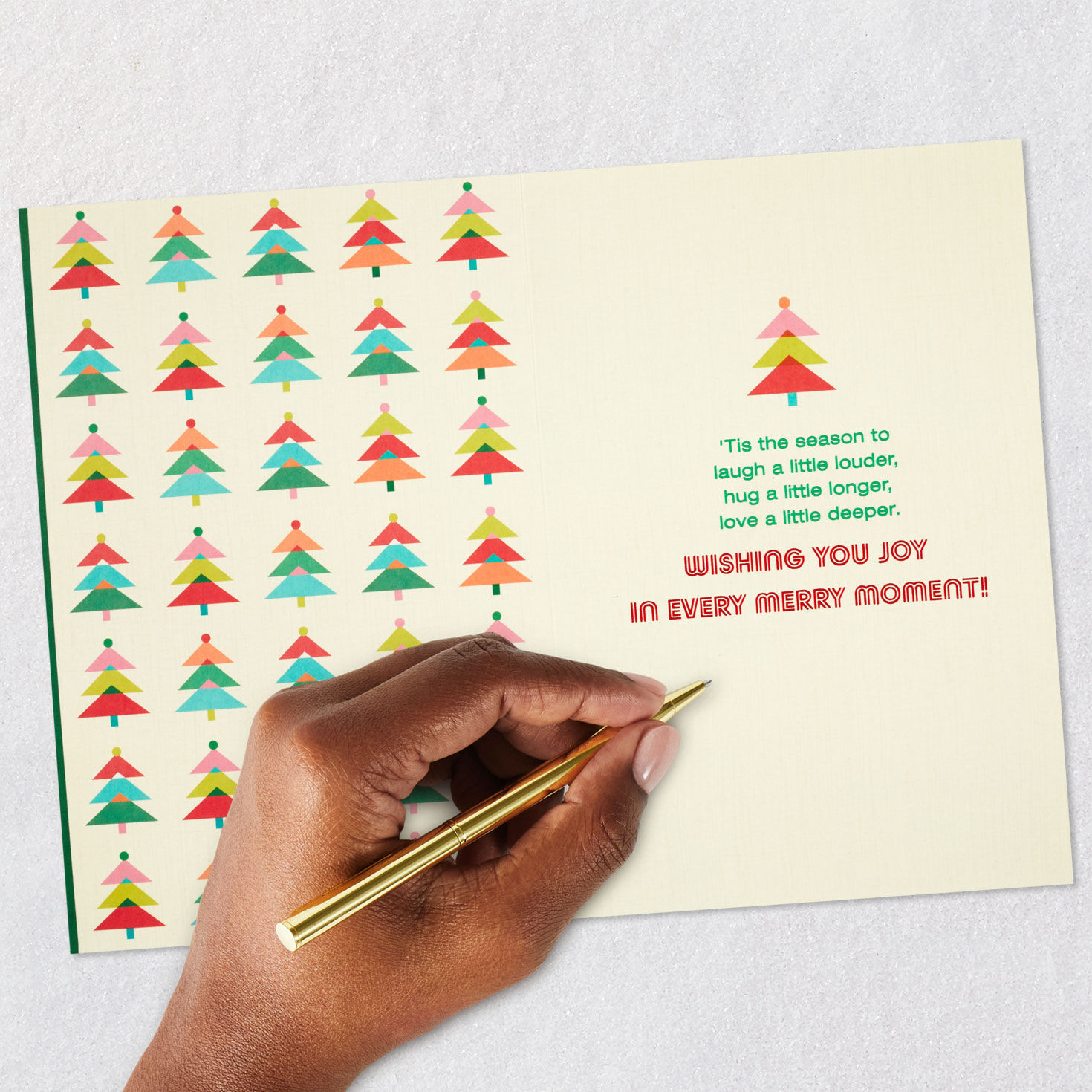Colorful, Modern Lettering Christmas Card with Glitter Signing card image number 7