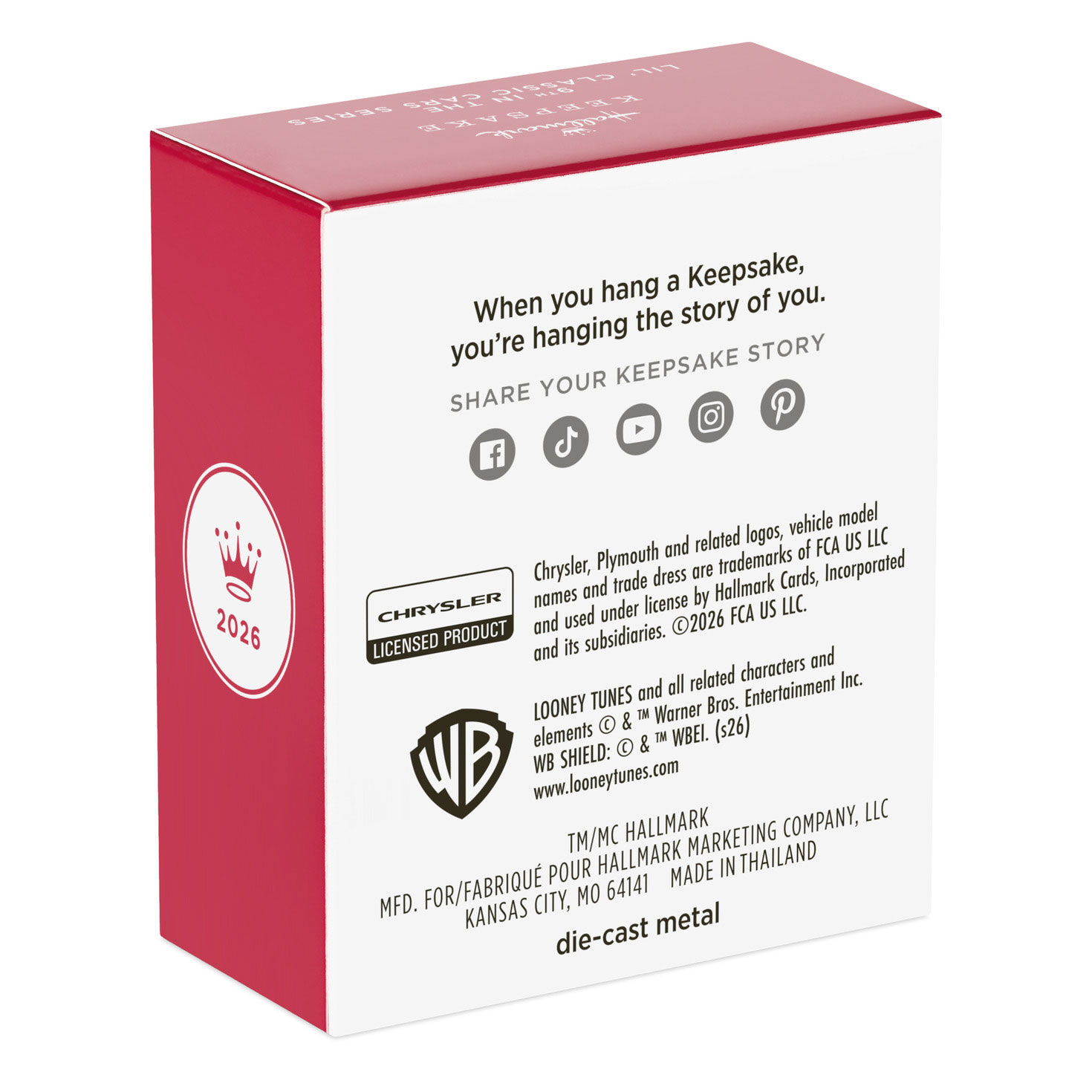 Yellow Vintage Plymouth Sports Car Keepsake Ornament Package Back image number 8