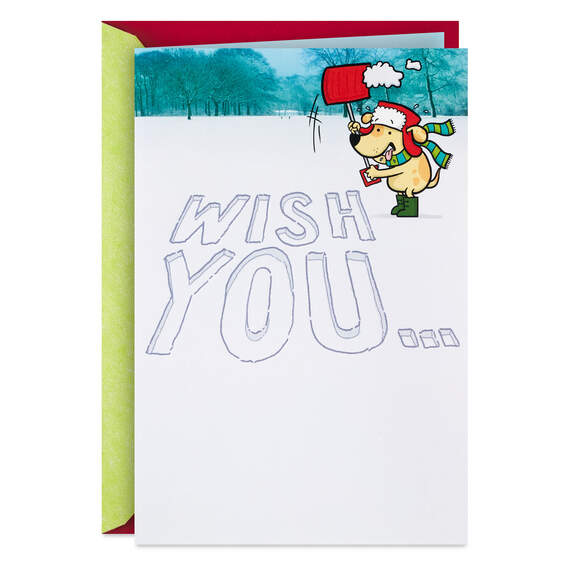 Merry Wishes in Yellow Snow Funny Pop-Up Christmas Card