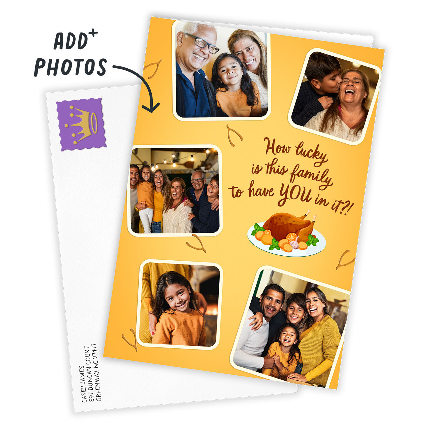 Lucky Family Photo Collage Custom Thanksgiving Card for only USD 4.99 | Hallmark