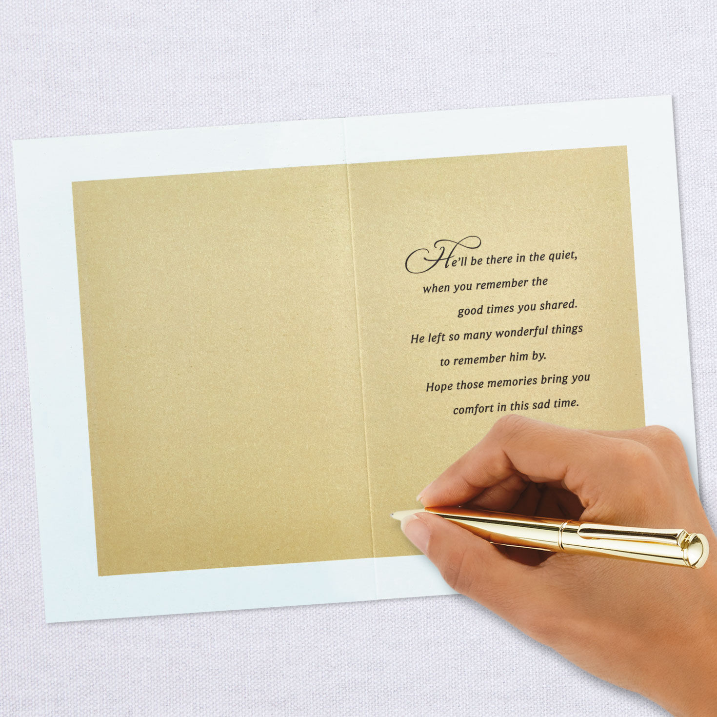 Remembering Him Gilded Leaves Sympathy Card, , large image number 6