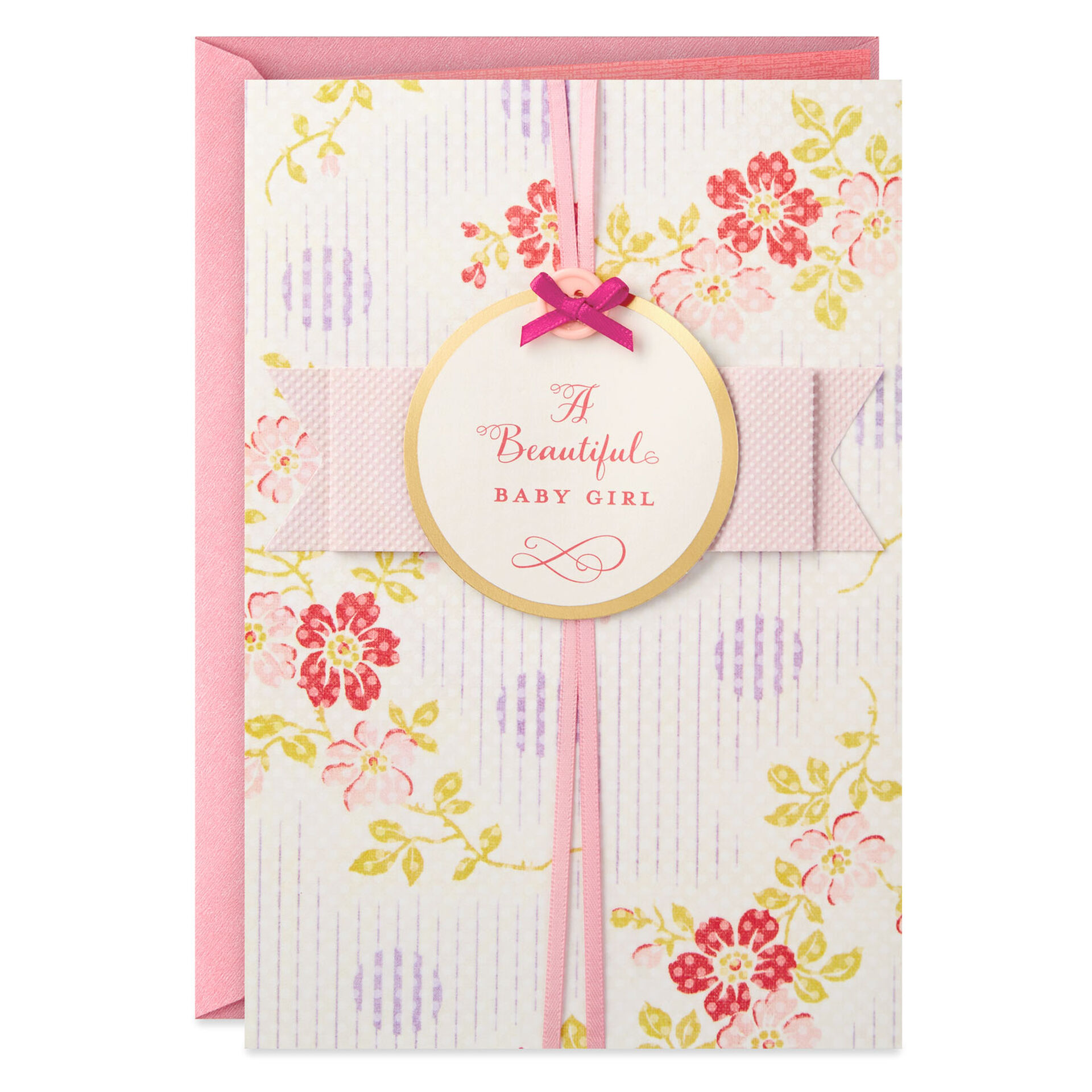 Pink Flowers New Baby Girl Card Greeting Cards Hallmark