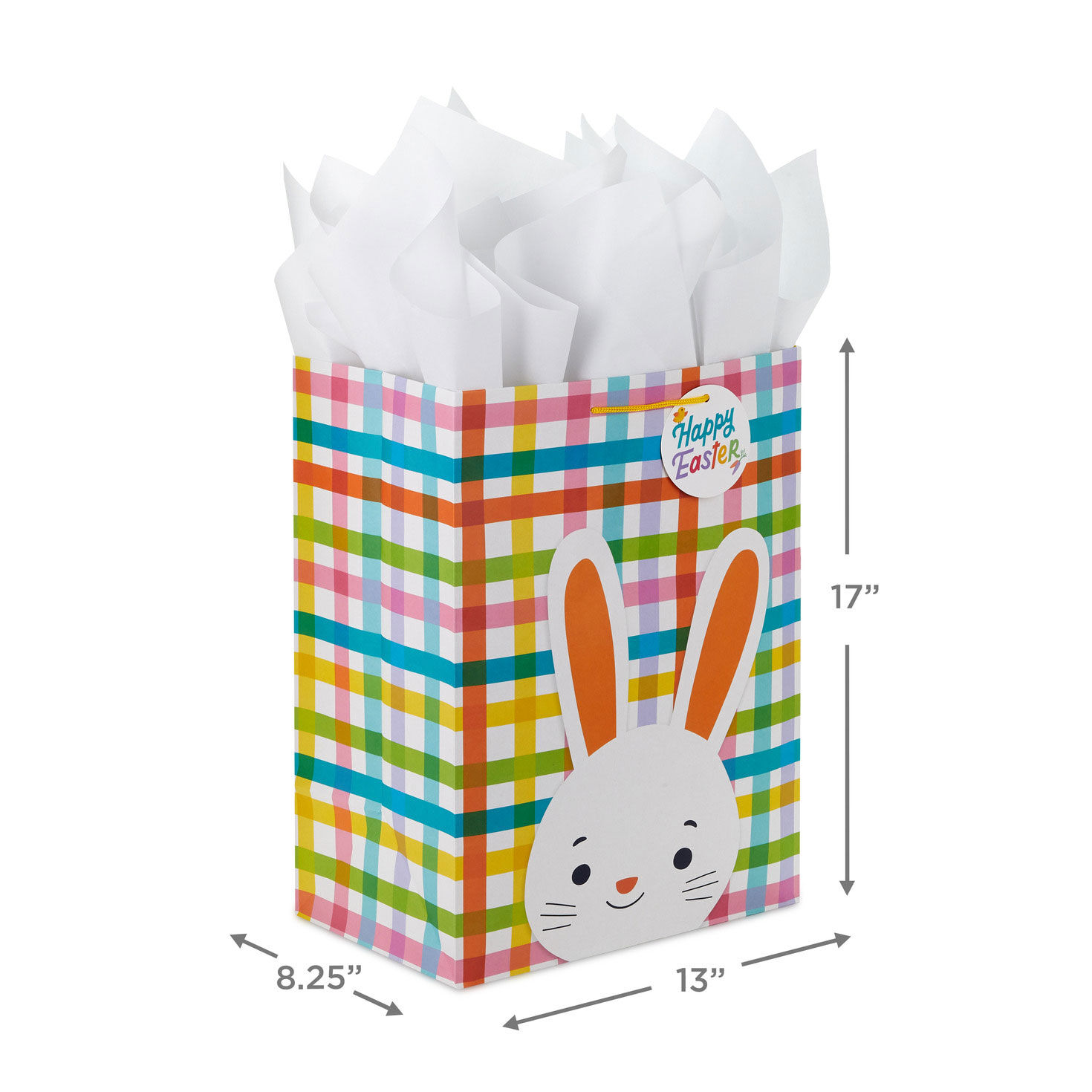 17" Bunny on Plaid Extra-Large Easter Gift Bag With Tissue Paper for only USD 8.99 | Hallmark