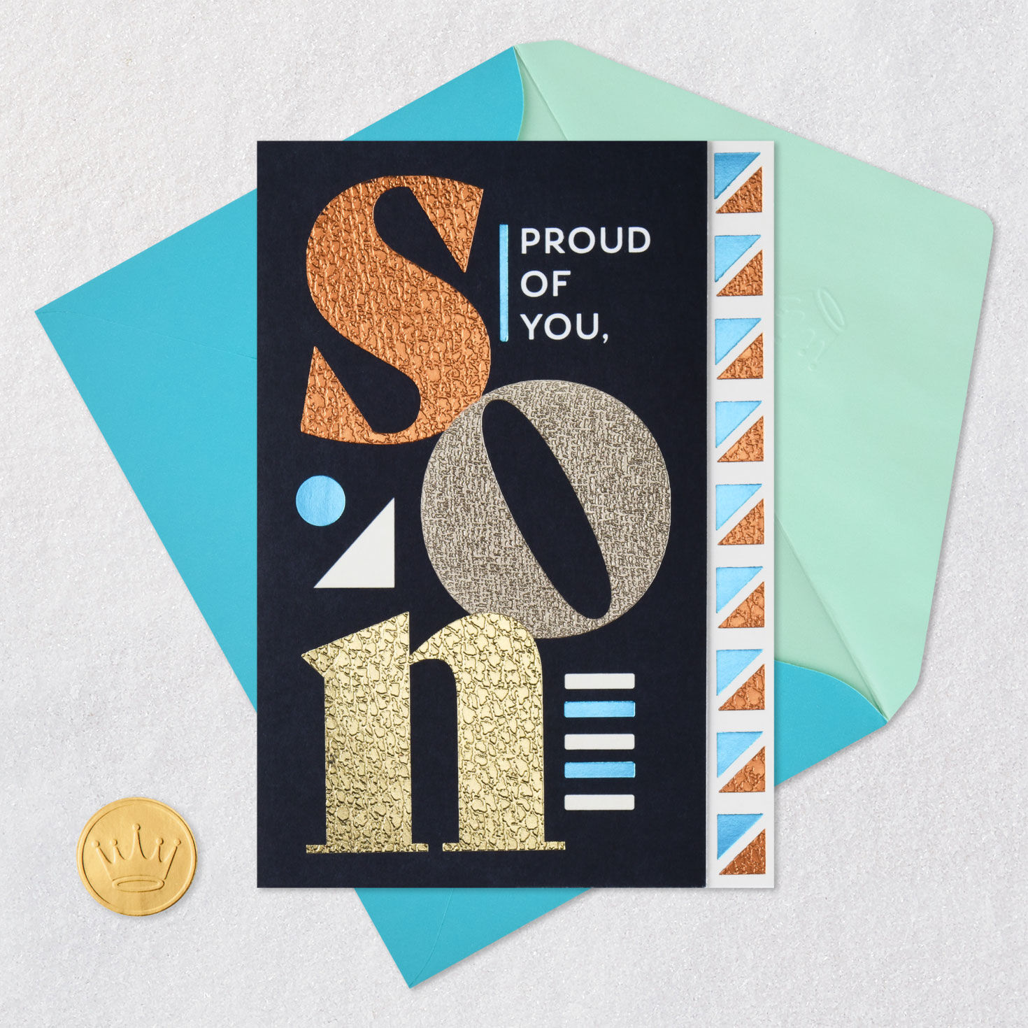 Metallic Lettering Birthday Card for Son From Both Card Front with Envelope and Gold Seal image number 6