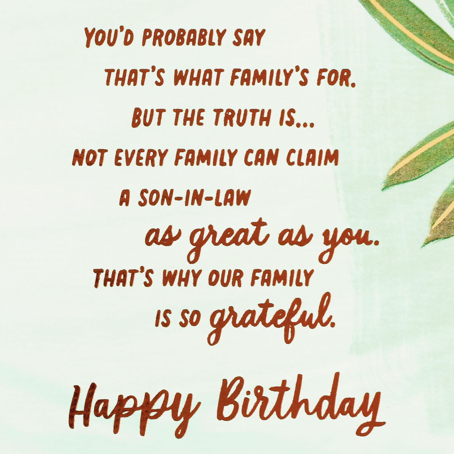 Leaves Frame Birthday Card for Son-in-Law Sentiment image number 2