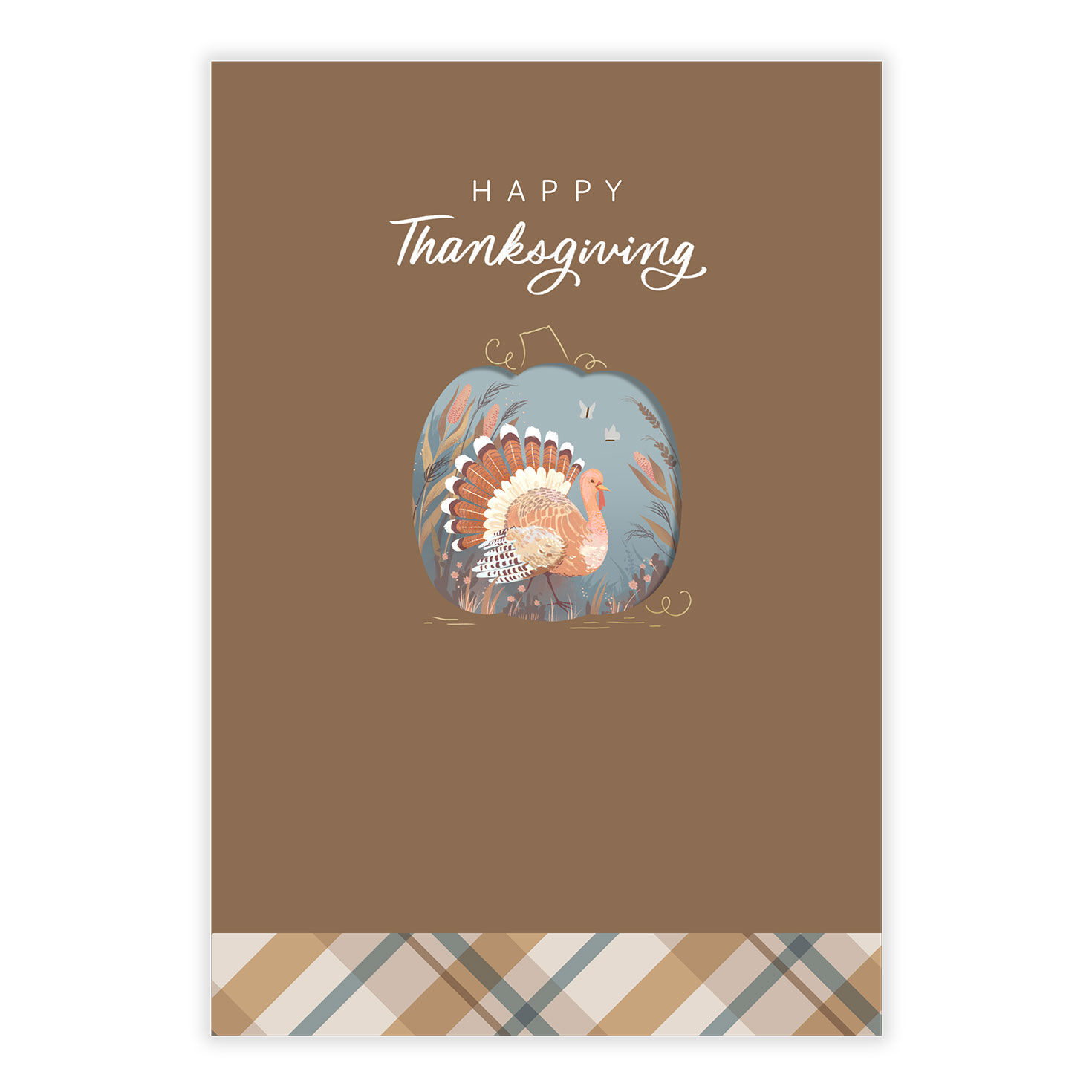Pumpkin With Turkey Personalized Thanksgiving Card front image number 2