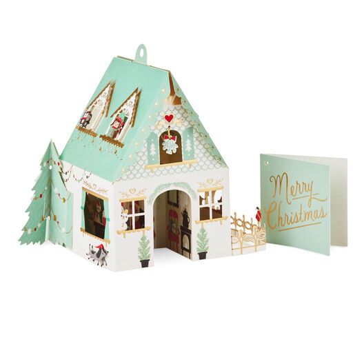 Merry Christmas Santa's Workshop 3D Pop-Up Ornament Christmas Card, 
