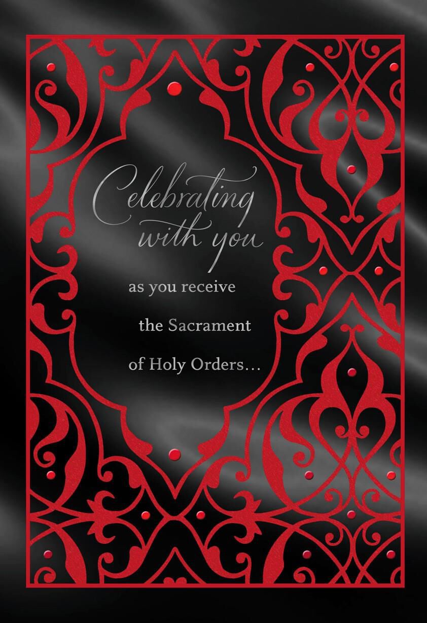 Red and Black Joining the Ministry Congratulations Card
