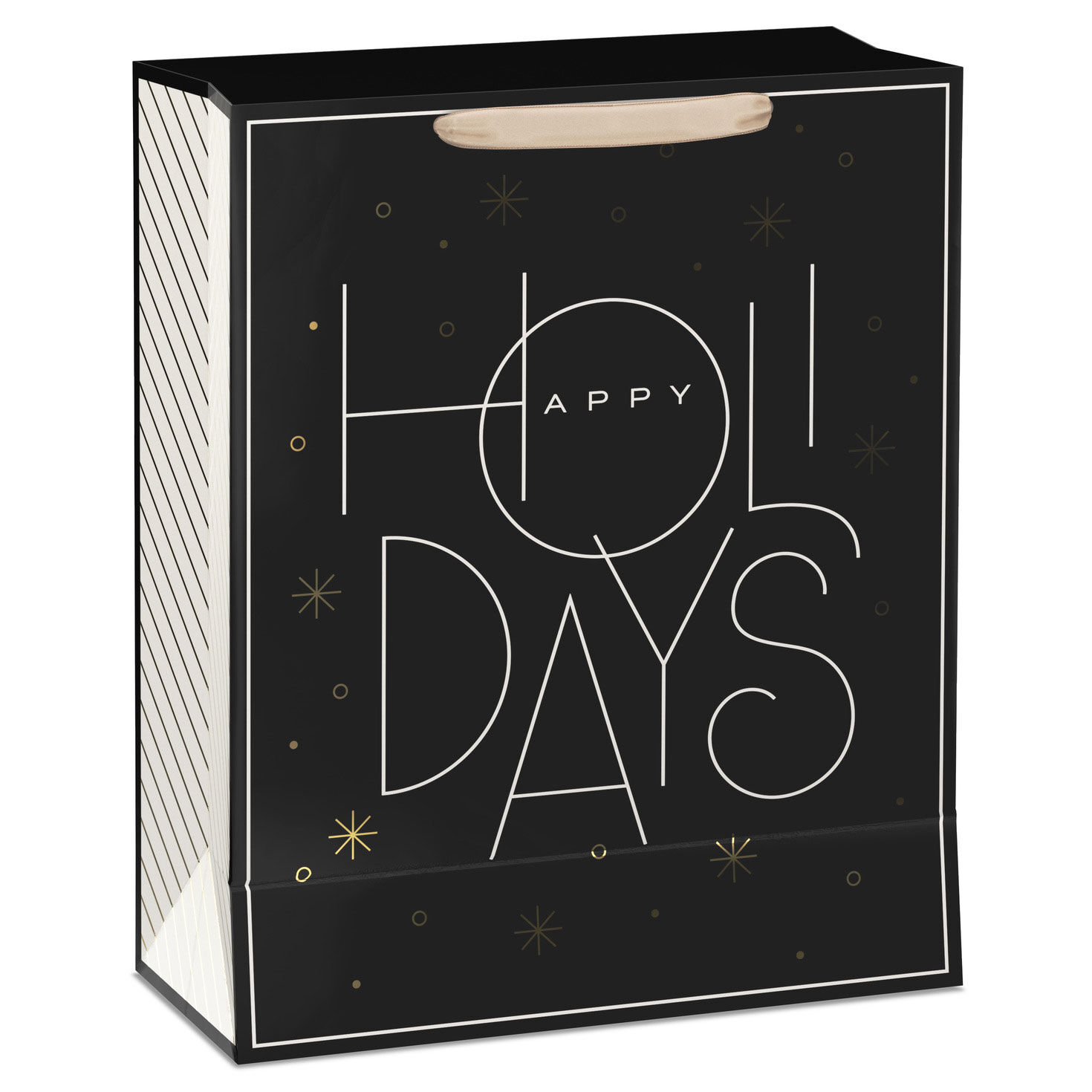 Modern Black and Gold XL Holiday Gift Bag Back image number 6
