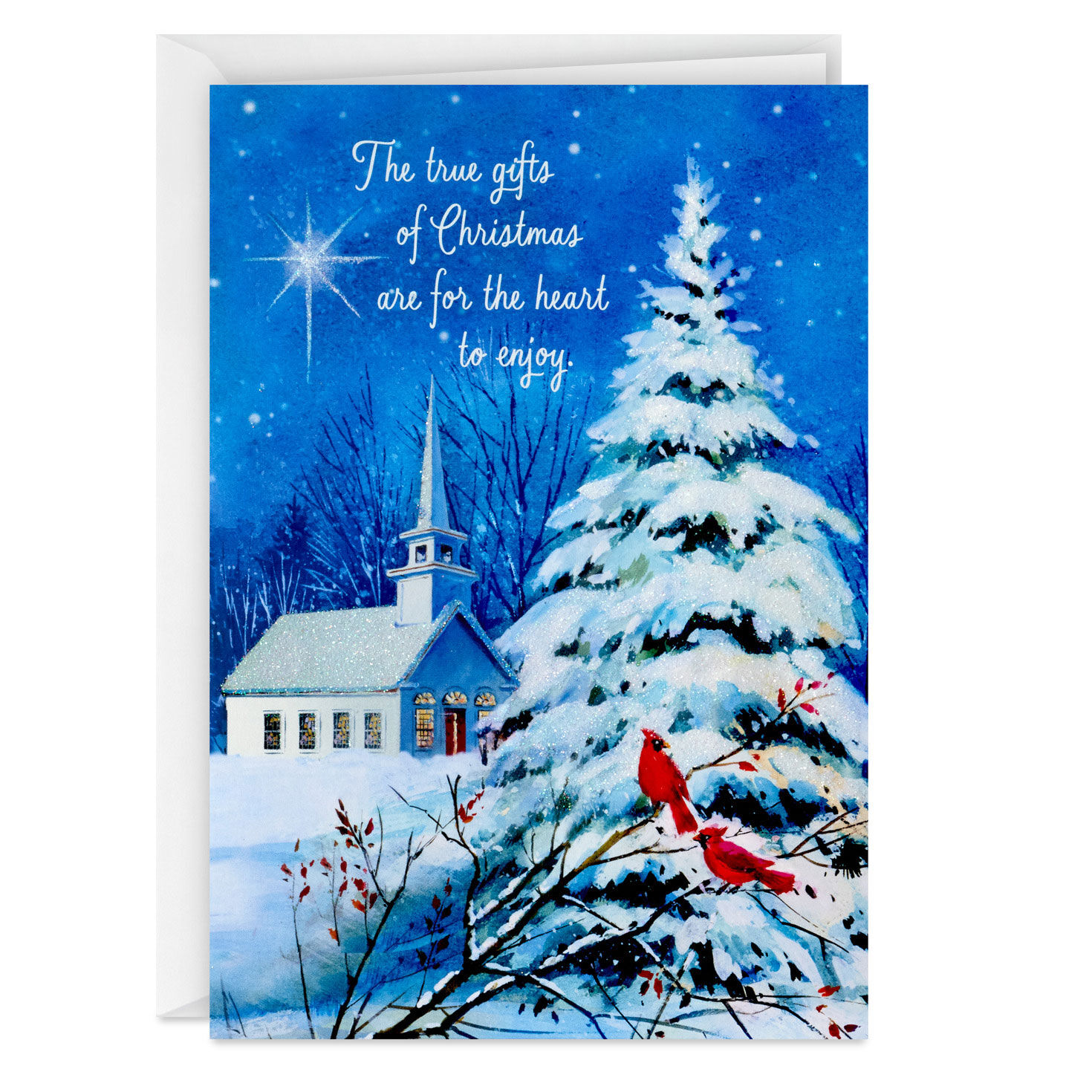 DaySpring Wintry Night With Cardinals and Church Boxed Christmas Cards, Pack of 16 for only USD 12.49 | Hallmark