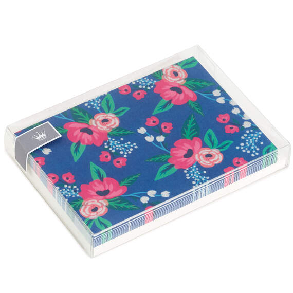 Bright Flowers on Dark Blue Blank Note Cards, Pack of 10, , large image number 1