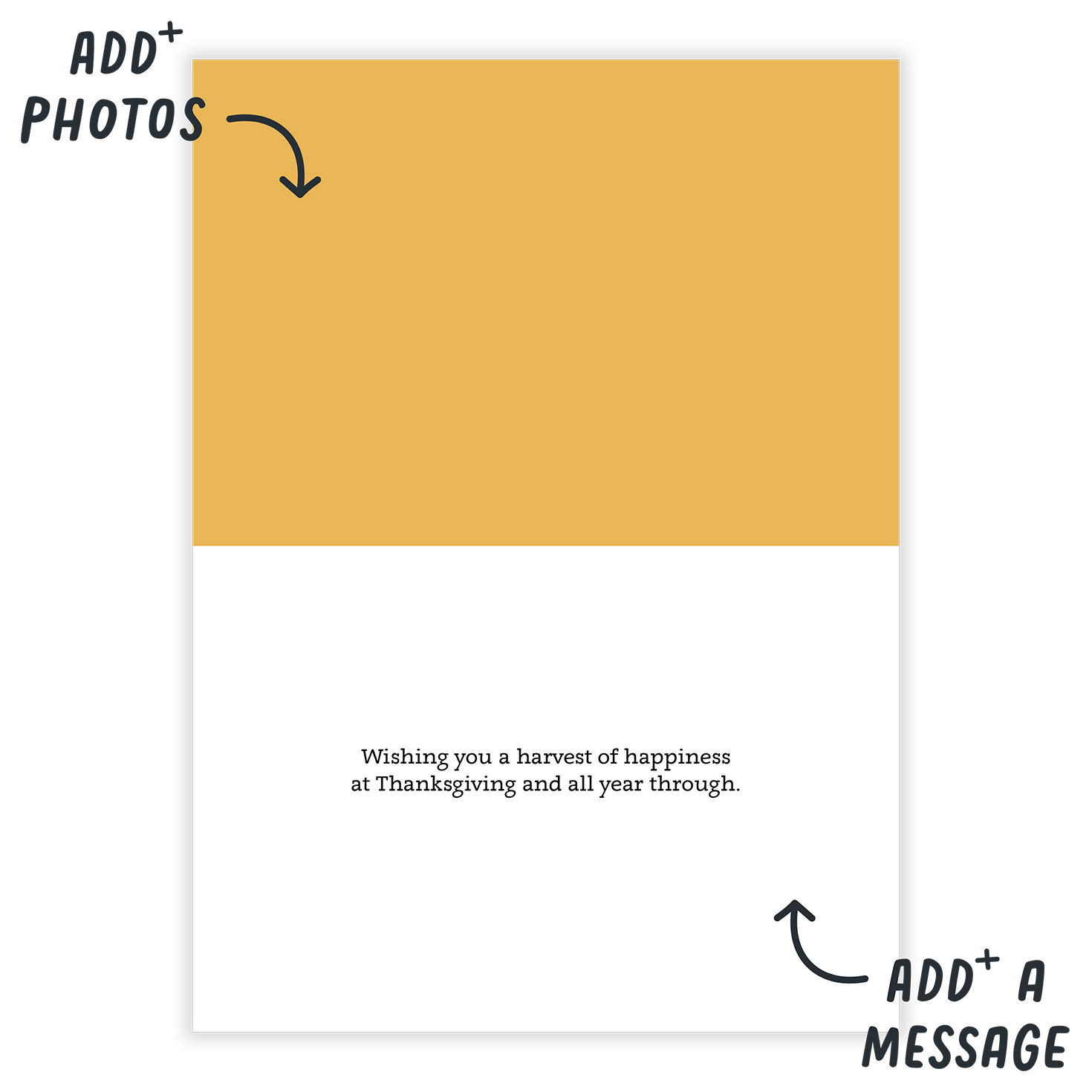 Fall Flowers Border Personalized Thanksgiving Card Open Card indicating personalization image number 3