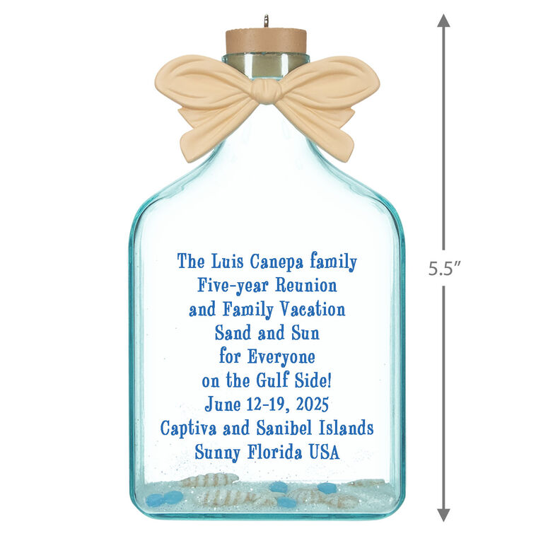 Beach Glass Bottle Personalized Christmas Ornament  image number 3