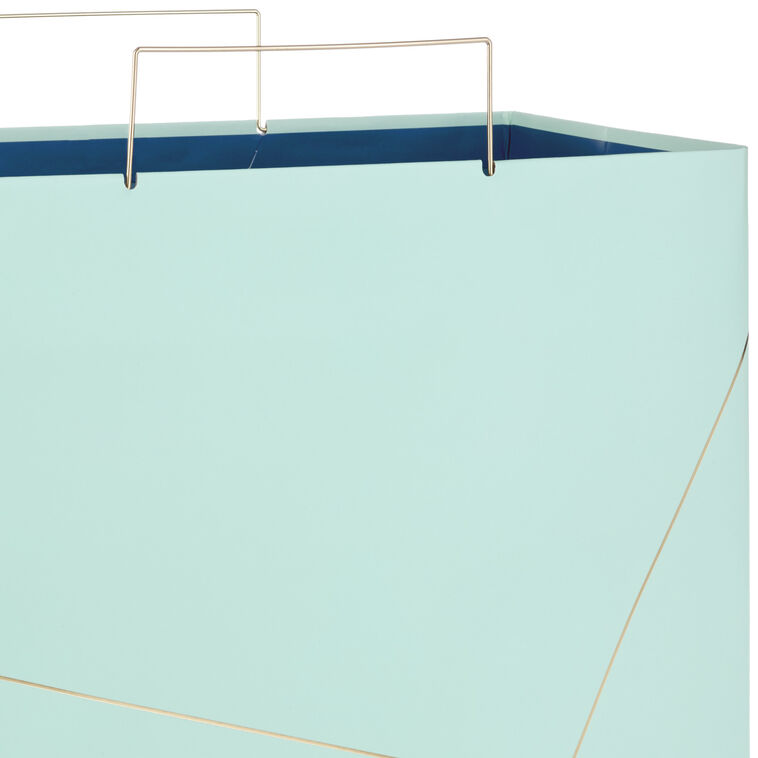 15" Mint Green With Gold Extra-Deep Square Gift Bag, , large image number 4
