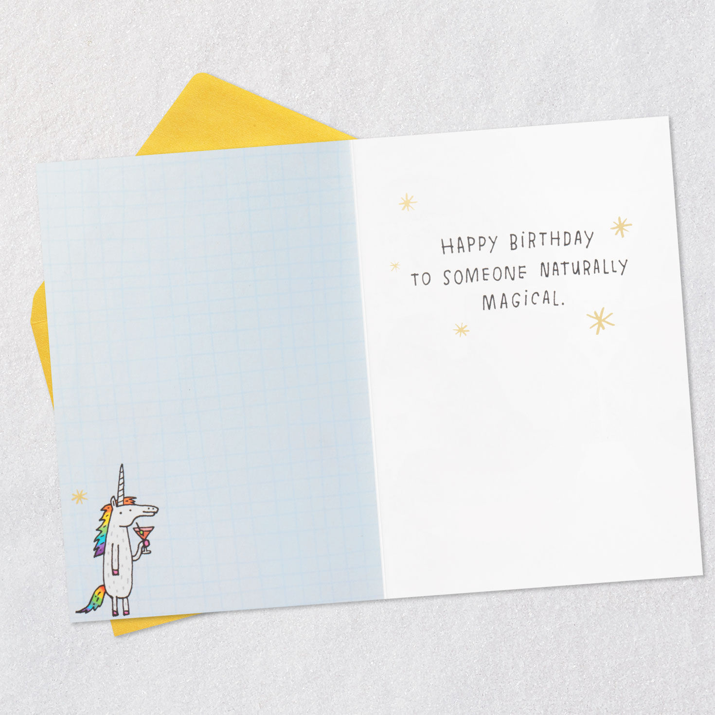 Horse and Unicorns at Party Funny Birthday Card Open card with envelope image number 3