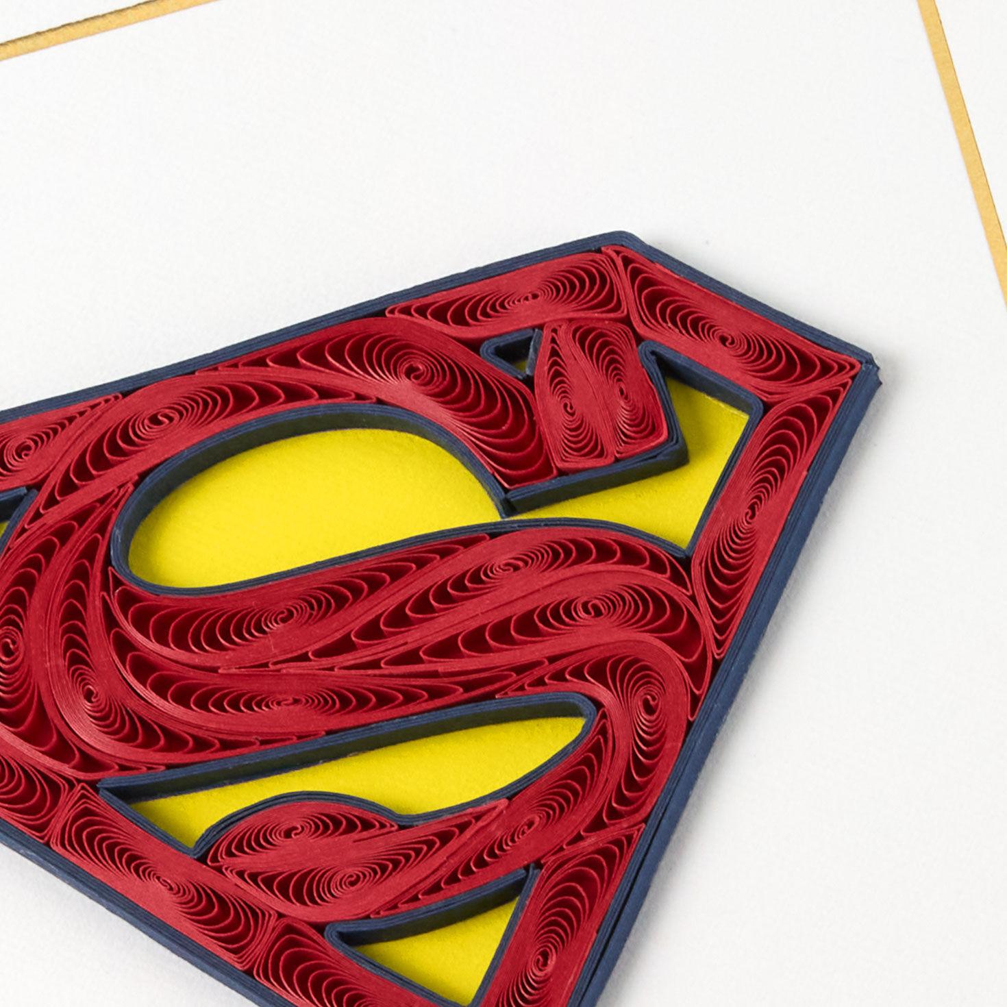 Quilled Paper Superman Shield Handmade Father's Day Card Card Front Detail image number 4