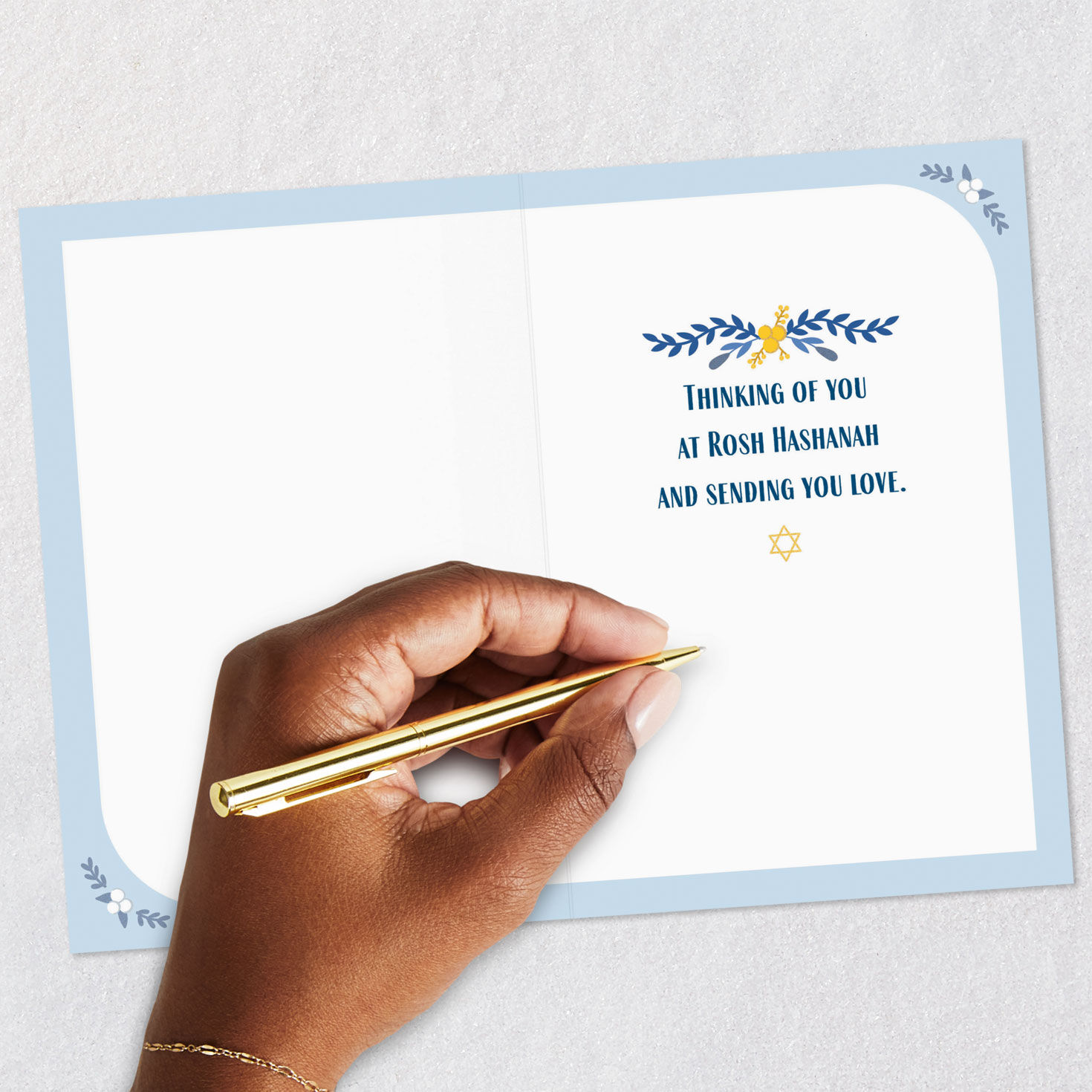 Star of David and Flowers Rosh Hashanah Card Signing card image number 6