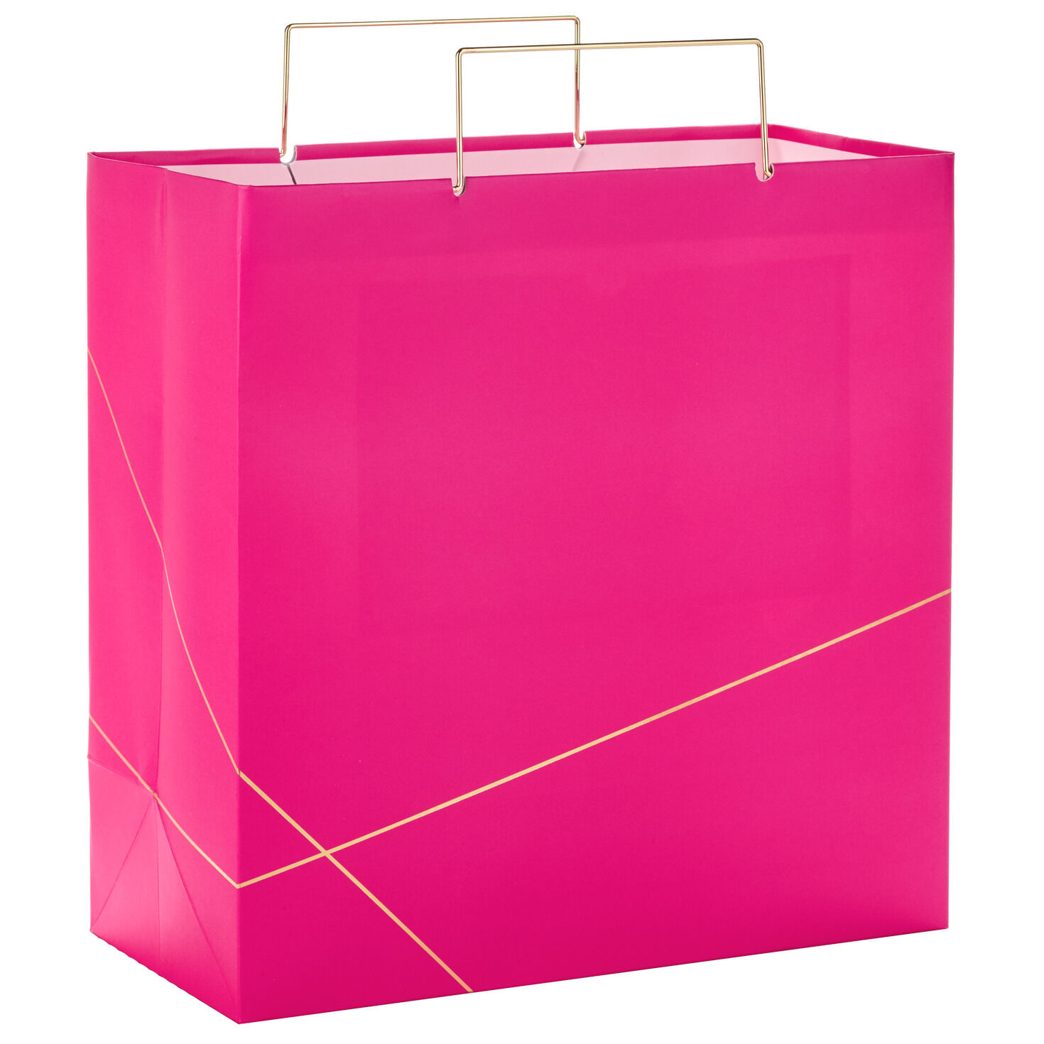 Hot Pink With Gold Large Square Gift Bag, 10.4", , large image number 5