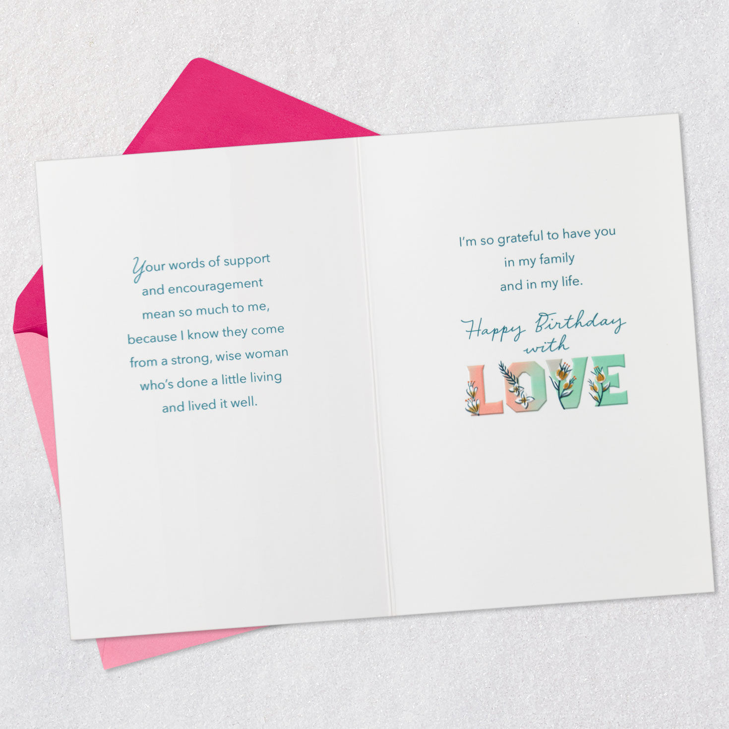 Botanical Birthday Card for Aunt Open card with envelope image number 4