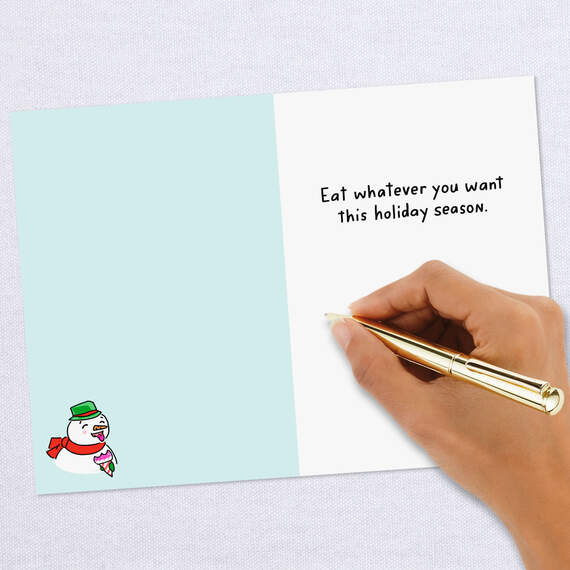 Snowman Eating a Snow Cone Funny Christmas Card, , large image number 6
