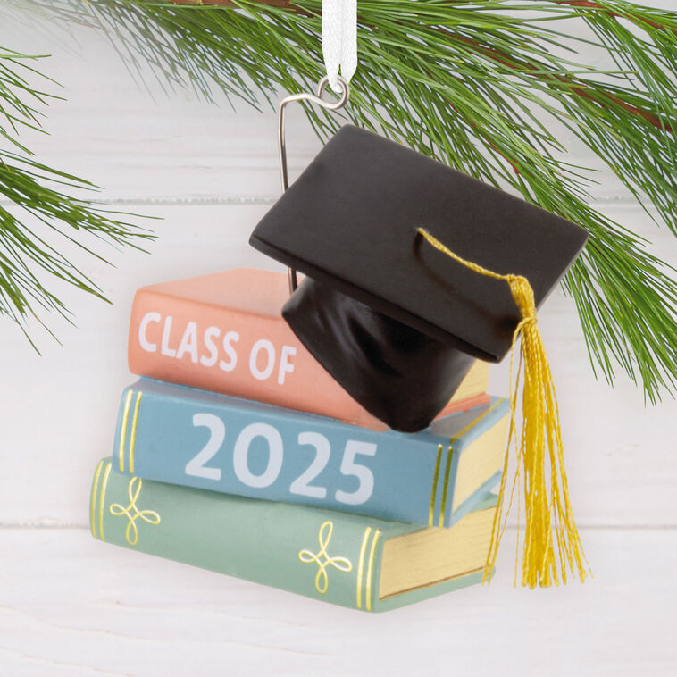 Graduation Cap and Books Christmas Ornament hanging on tree image number 2