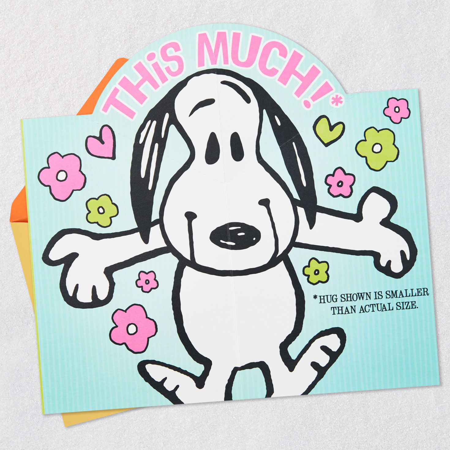 Teal and Green Snoopy Hug Pop-Up Easter Card Open card with envelope image number 2