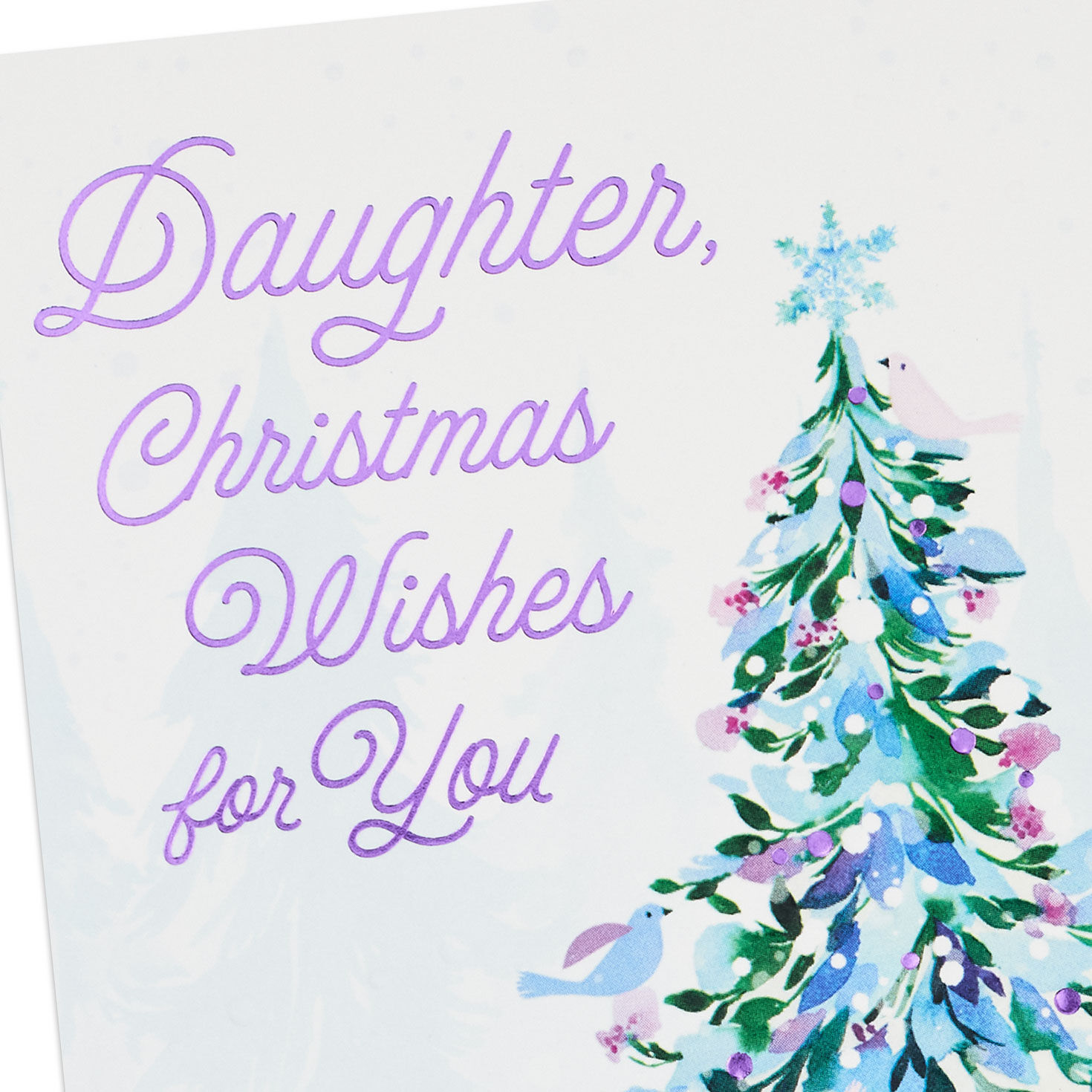 Elegant Tree and Snowflakes Daughter Christmas Card Card Front Detail image number 6