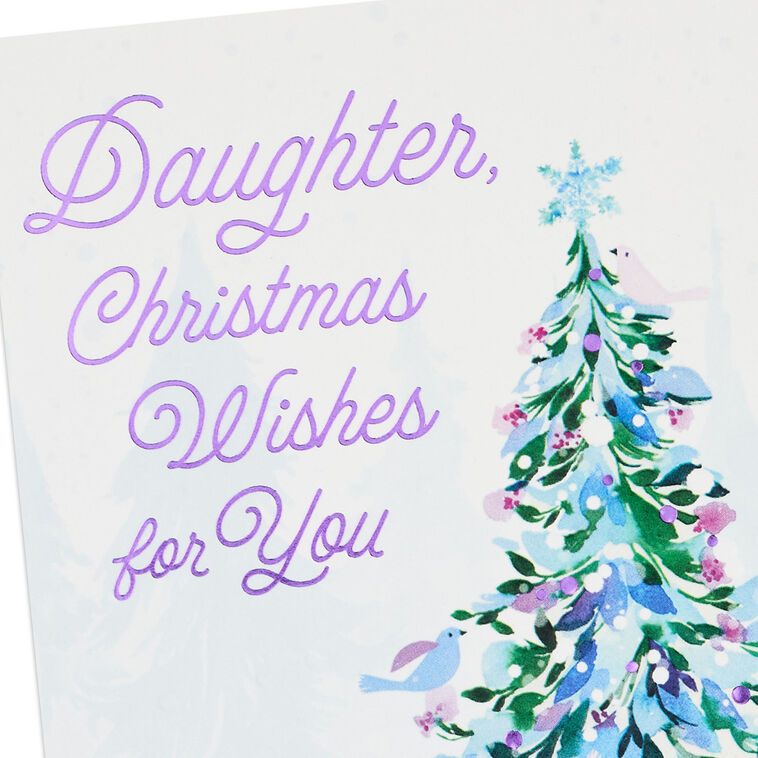 Elegant Tree and Snowflakes Daughter Christmas Card Card Front Detail image number 6