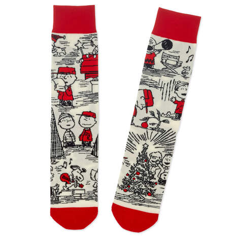 Peanuts® Gang Holiday Sketch Novelty Crew Socks, , large
