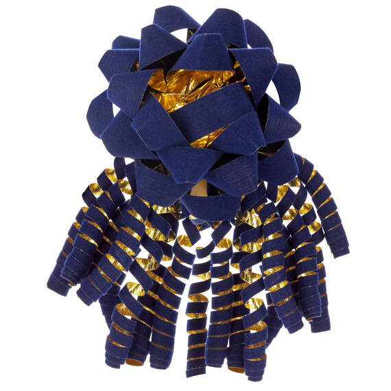 Flocked Navy and Gold 2-Pack Gift Bow Set