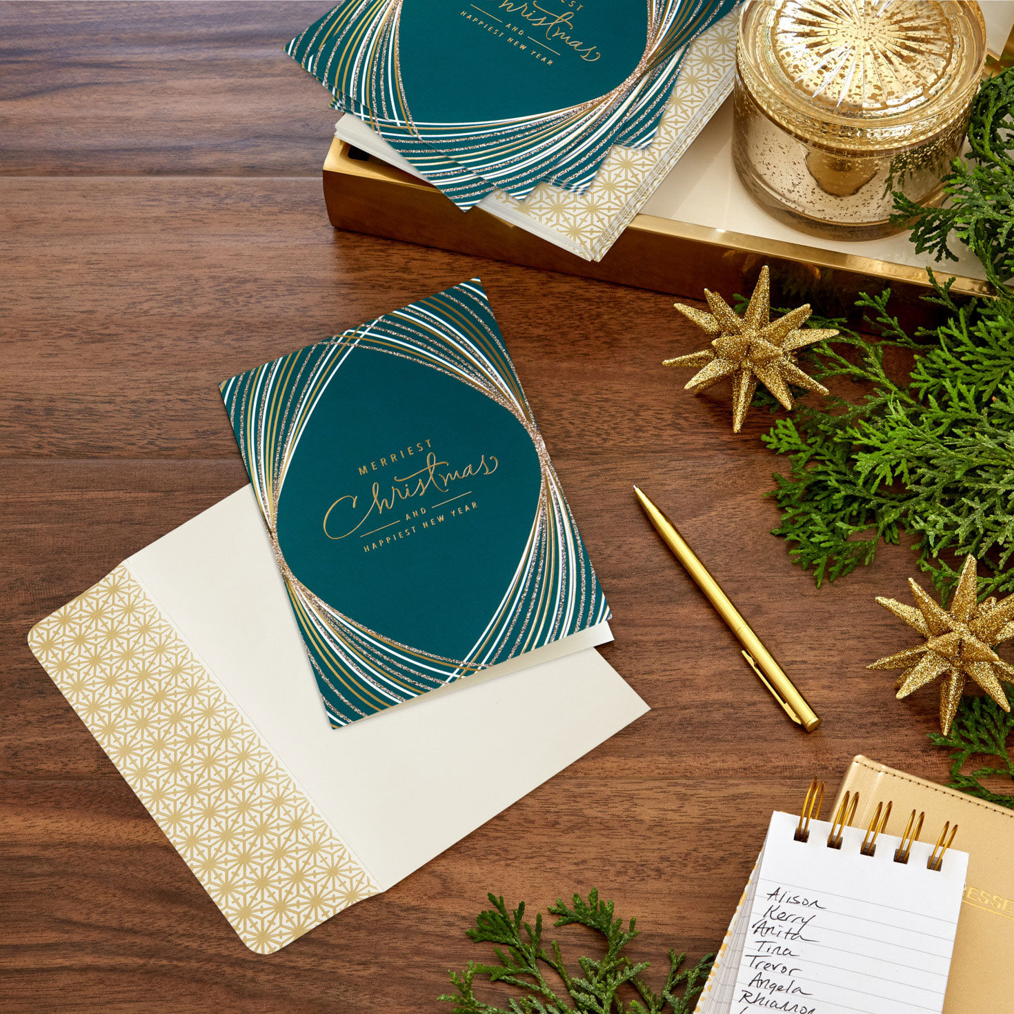 Gold and Green Boxed Christmas Cards, Pack of 16 for only USD 15.49 | Hallmark