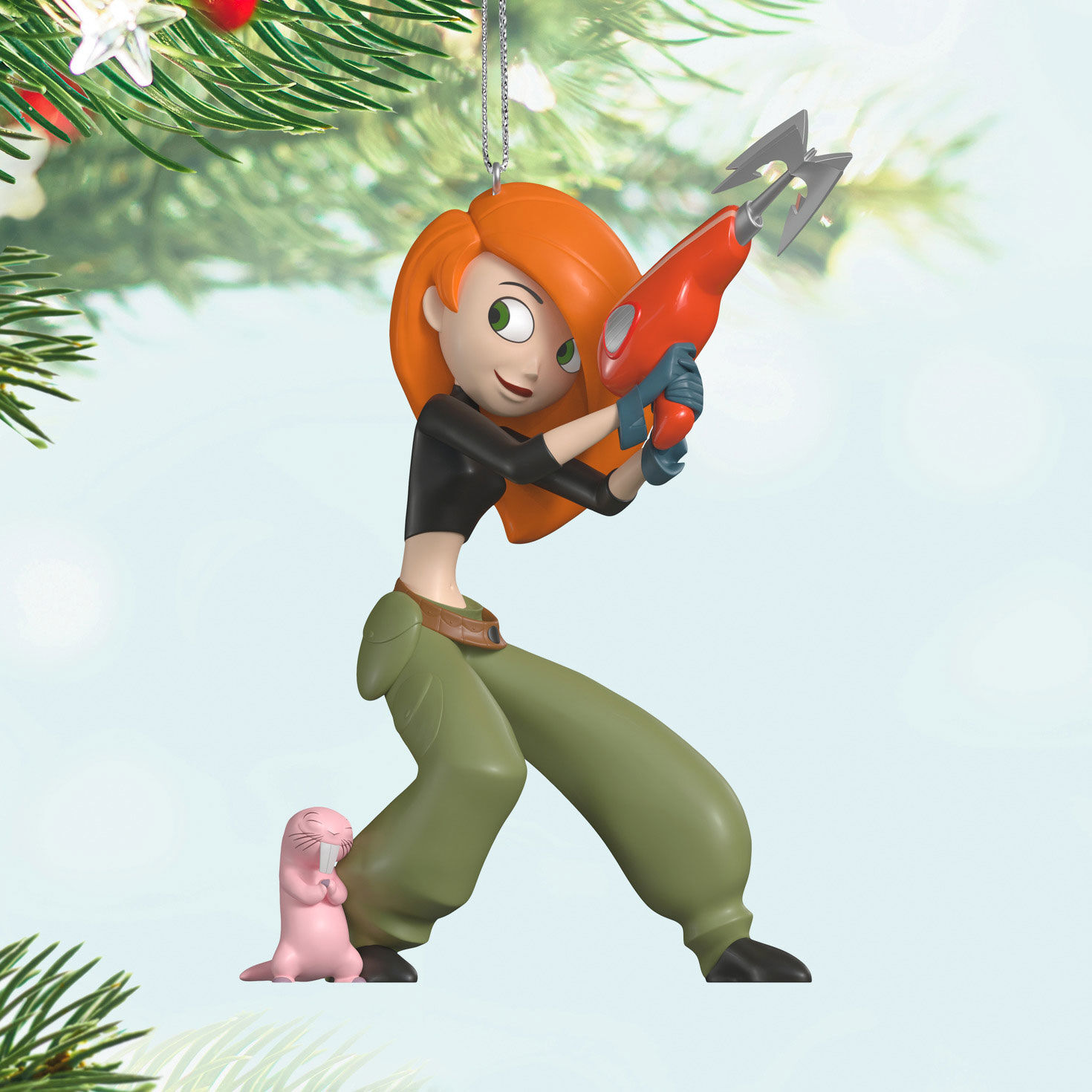 Disney Kim Possible and Rufus Keepsake Ornament Hanging on tree image number 2