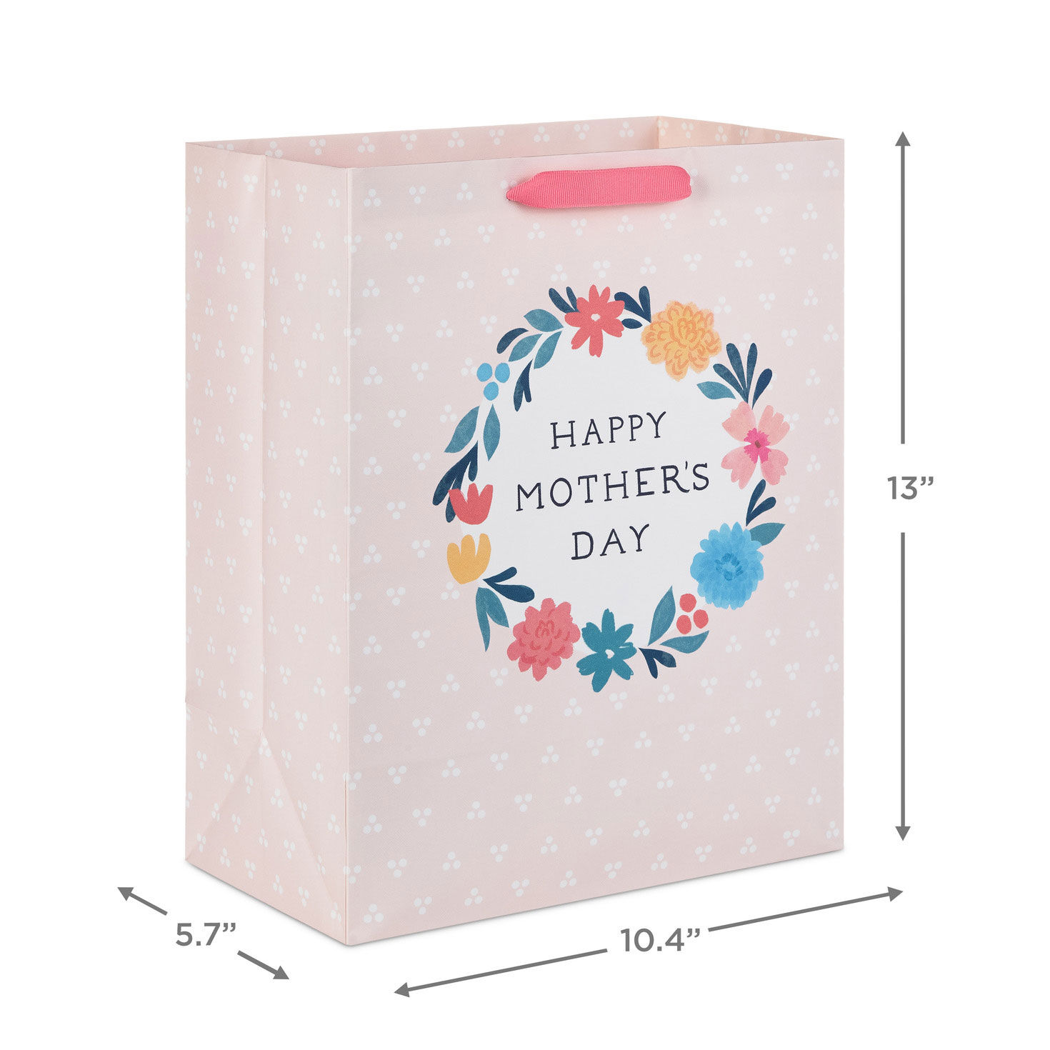 13" Flower Wreath on Pink Large Mother's Day Gift Bag for only USD 4.49 | Hallmark