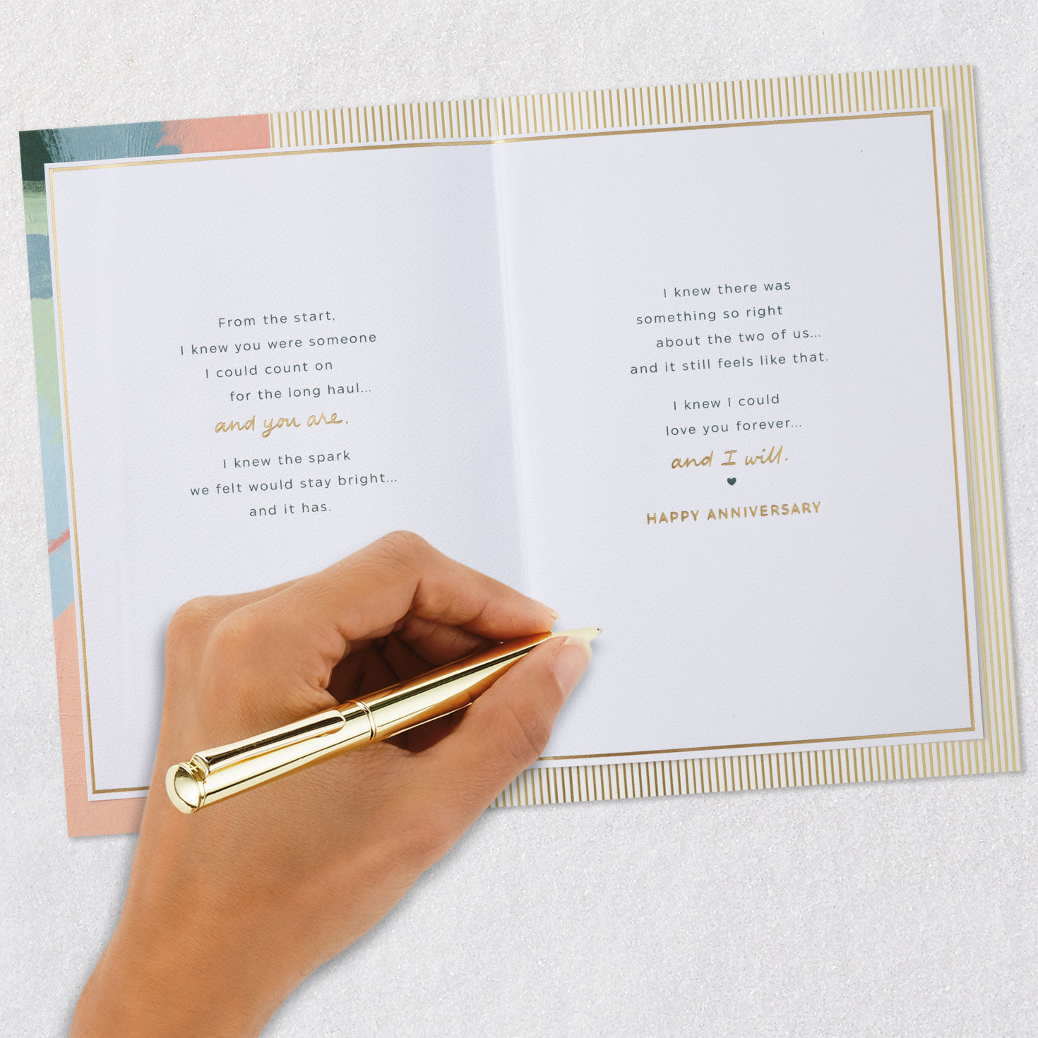 Two Hearts Romantic Anniversary Card for Spouse Signing card image number 7