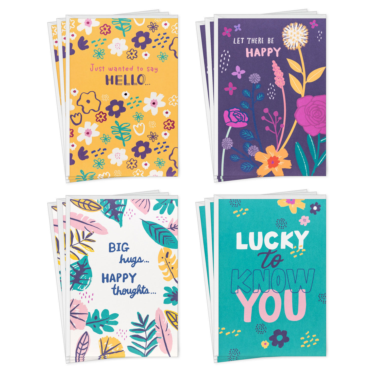 Whimsical Florals Assorted Thinking of You Cards, Pack of 12