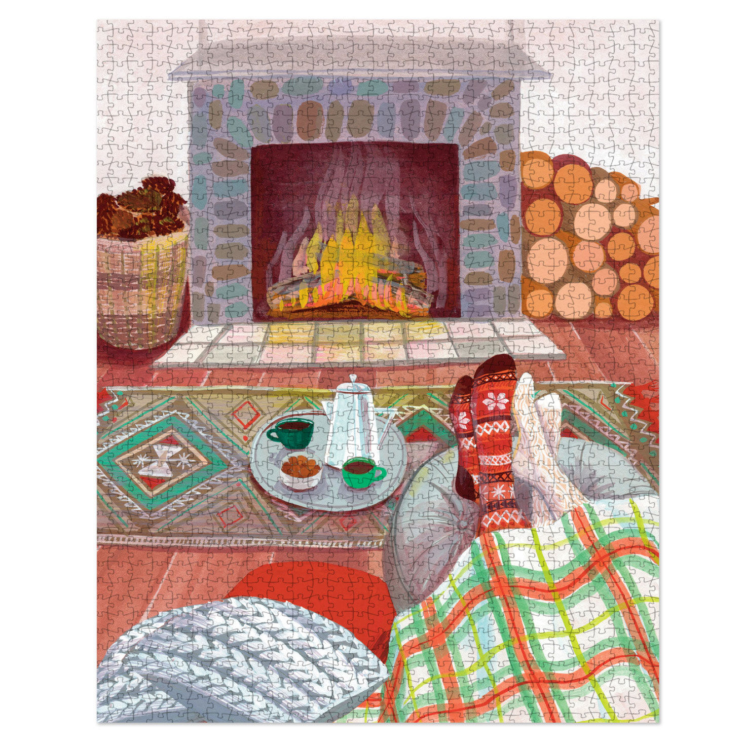 Feet With Cozy Socks by Fire Jigsaw Puzzle full puzzle image number 5