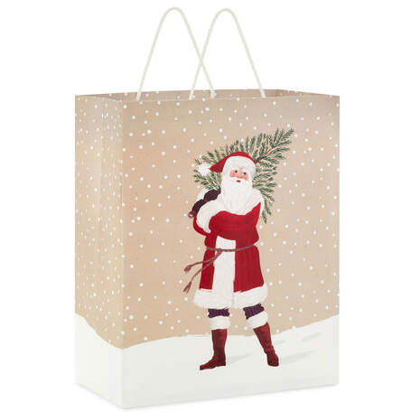 13" Father Christmas With Tree Large Gift Bag, , large