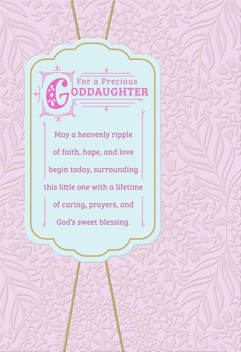 Pink Banner Goddaughter Baptism Card